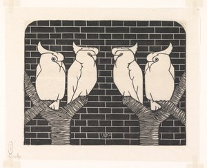 Quatre cacatoès à huppe - Samuel Jessurun de Mesquita (signed by artist)