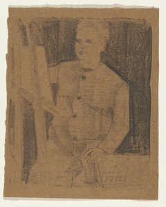 Autoportrait derrière un chevalet