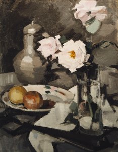 Roses roses dans un vase en verre, c. 1924 - Samuel John Peploe