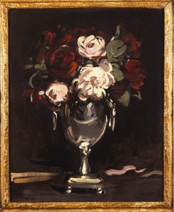 Roses rouges et blanches dans une urne en argent, c.1897 - Samuel John Peploe