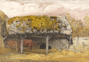 Une étable avec un toit moussu, vers 1829 - Samuel Palmer