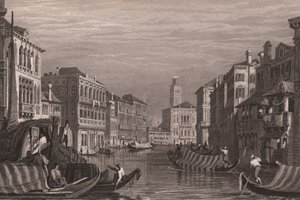 Gondoles sur le Grand Canal, Venise, Vénétie, Italie, gravure sur acier d