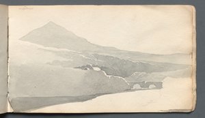 Carnet de croquis : "Paysage montagneux avec pont"