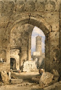 Temple de la Paix, Forum Romain (aquarelle et gouache sur papier blanc cassé) - Samuel Prout
