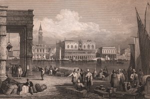 Vue du bassin de Saint-Marc à Venise, Vénétie, Italie, gravure sur acier d
