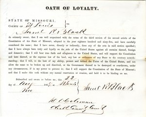 Serment de loyauté de Samuel R. Black du Missouri, Comté de St. Louis - Samuel R. Black