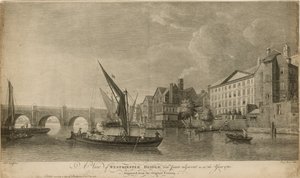 Vue du pont de Westminster avec les parties adjacentes en 1760