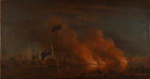 Attaque des radeaux de feu français contre la flotte britannique au large de Québec, 28 juin 1759 - Samuel Scott
