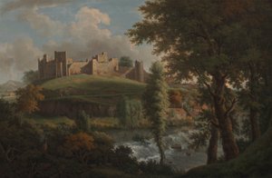 Château de Ludlow avec Dinham Weir, vu du sud-ouest