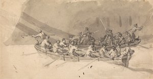 Deux bateaux avec équipages, étude pour Le Royal William en mer