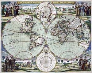 Une nouvelle carte du monde, vers 1702 (impression) - Samuel Thornton