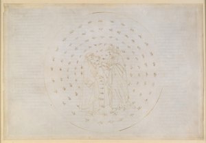 La Divine Comédie, Paradis VII. Deuxième sphère planétaire (ciel de Mercure) : Béatrice initie Dante aux questions complexes de la justice divine, du péché originel et de la rédemption par la mort du Christ