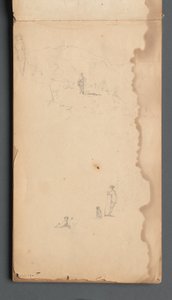 Carnet de croquis, page 02 : Figure dans un paysage avec chien - Sanford Robinson Gifford