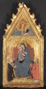 Vierge et Enfant adorés par les saints Marie Madeleine et Nicolas de Bari, Christ crucifié..., 1400s