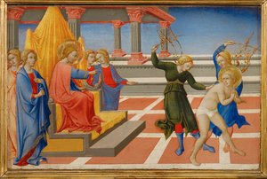 Saint Jérôme rêve que le Christ ordonne sa flagellation par deux anges ... - Sano di also Ansano di Pietro di Mencio Pietro