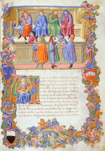 Le Tribunale della Mercanzia, miniature des Statuts des Marchands no 6 par Sano di Pietro - Sano di also Ansano di Pietro di Mencio Pietro