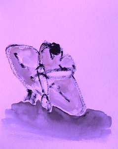 La silhouette violette accroupie