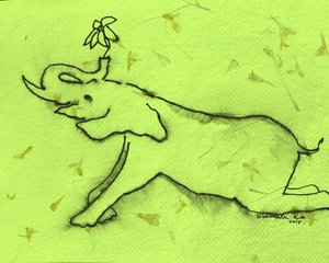 Éléphant joyeux avec une fleur - Santhosh ch