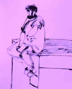 Personnage assis, plongé dans ses pensées