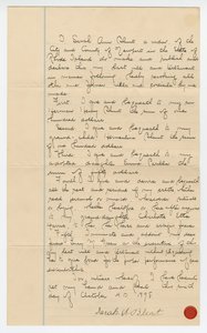 Dernier testament de Sarah Ann Blunt Crozley, octobre 1898