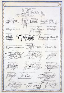 Reproduction des signatures des Tudors et de leur cour de 