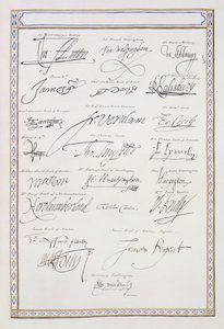 Reproduction des signatures des Tudors et de leur cour de 