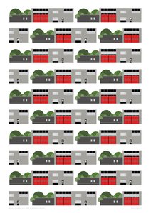 Fire Station Repeat Print, 2014 (giclée graphique)