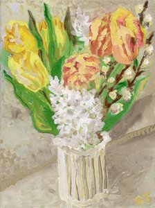 Tulipe et jacinthe, vers 2023 (huile sur toile)