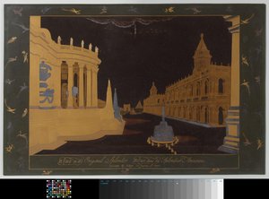 Panneau avec peinture laquée sur fond métallique