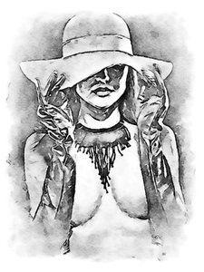 Femme avec un chapeau