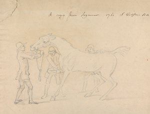 Un cheval et trois palefreniers - Sawrey Gilpin