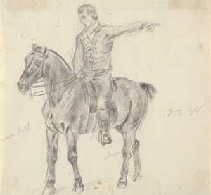 Figure à cheval face à gauche