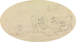 Quatre vaches dans un champ - Sawrey Gilpin