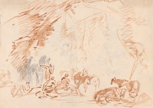 Esquisse grossière de figures et de chevaux - Sawrey Gilpin
