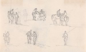 Six études de figures sur des chevaux