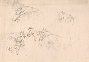 Étude de chevaux portant des veaux sur leur dos - Sawrey Gilpin