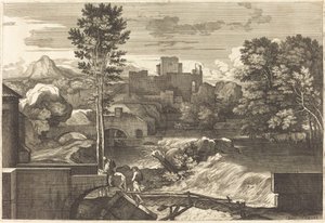Paysage avec deux figures sur un pont