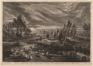 Paysage avec un village - Schelte Adams Bolswert after Sir Peter Paul Rubens