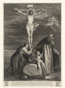 Christ en croix avec les saints Catherine de Sienne et Dominique sous la croix