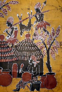 Tissu fabriqué avec la technique du batik, artisanat du Togo