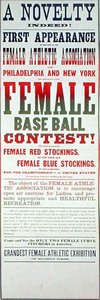Affiche publicitaire pour un match de baseball féminin - School American