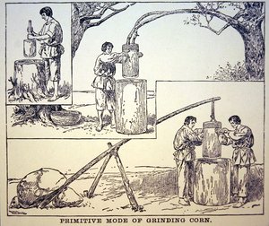 Méthode primitive de broyage du maïs
