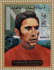 Timbre des Émirats représentant le cycliste Eddy Merckx (né en 1945)