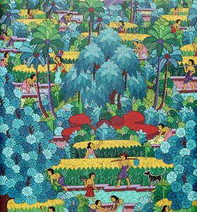Peinture naïve traditionnelle balinaise, Indonésie 20e siècle