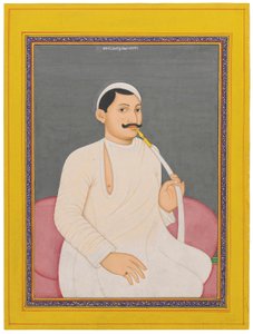 Portrait assis de Ram Chandra Lahiri, Dewan de Cooch Bewar (1829 - 1842, c. 1840) - School Bengali