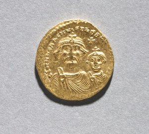 Solidus avec Héraclius et son fils Héraclius Constantin (avers), c.616-625