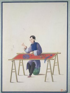 Une femme brodant, vers 1800