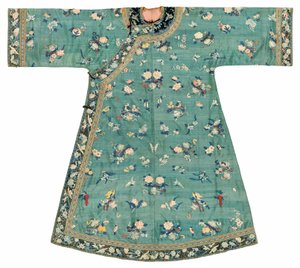 Robe de dame en Kesi sur fond de jade, milieu du 19e siècle