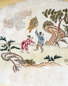 Personnages de cerf-volant - Estampe chinoise