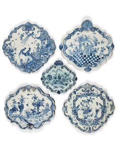 Plaques en forme de losange chinoises de Delft, fin XVIIe - début XVIIIe siècle